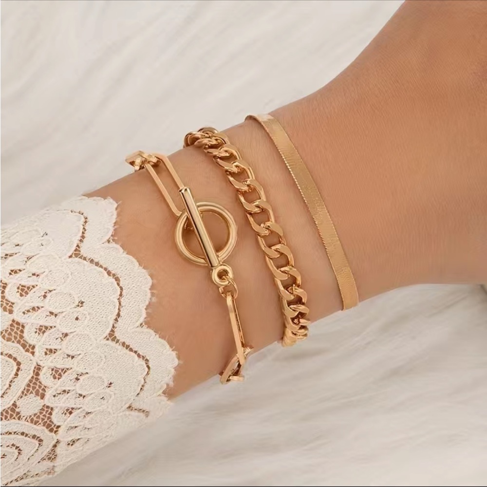 3 Piece Gold Bracelet Set